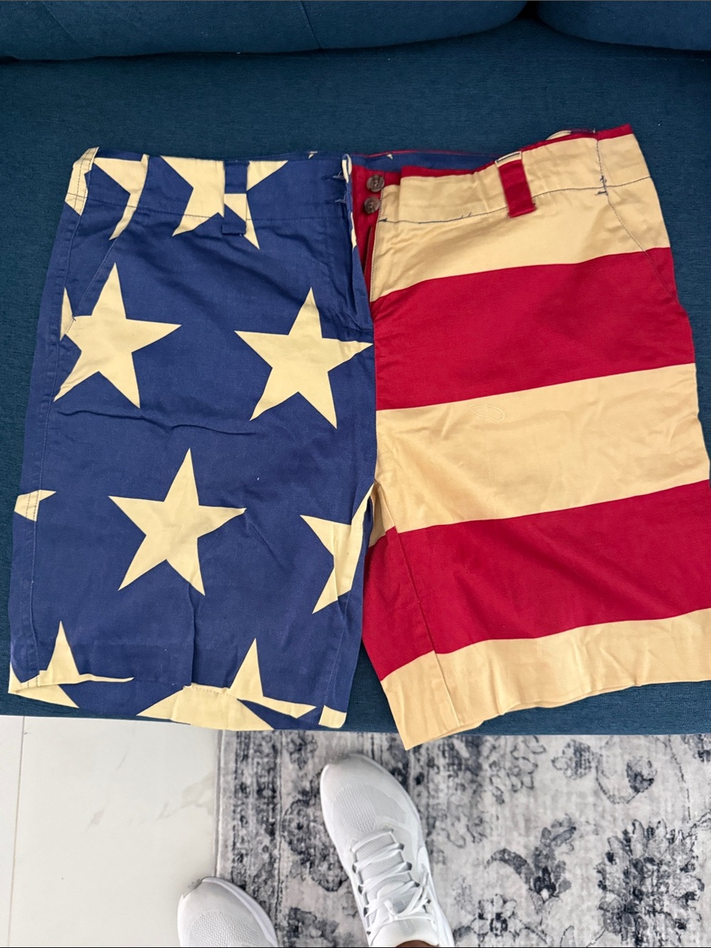 Loudmouth Patriotic Star & Stripe Shorts - Blue, Red, Cream